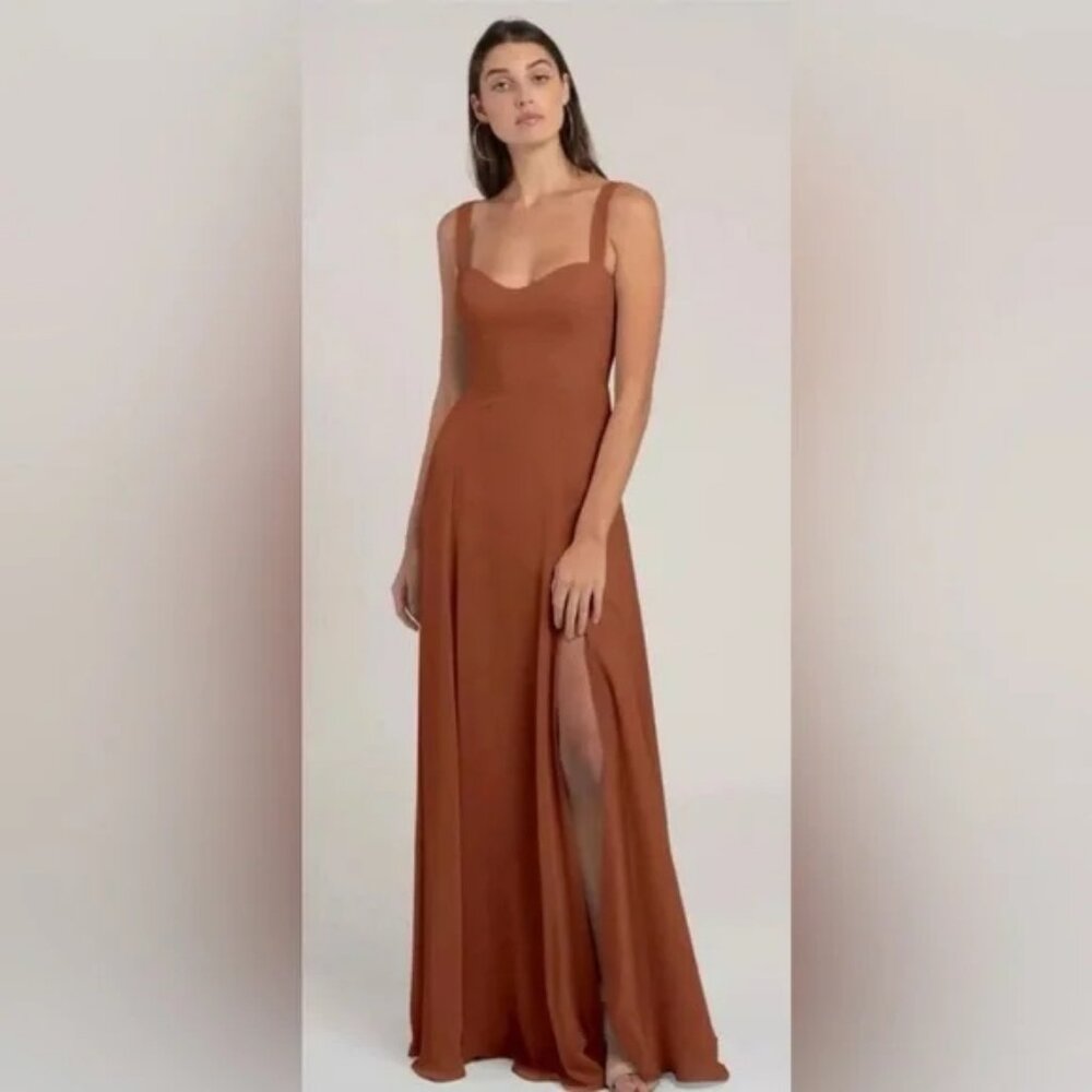 Jennifer Yoo Collection Terracota Luxe Chiffon Harris Bridesmaid Dress - NWT